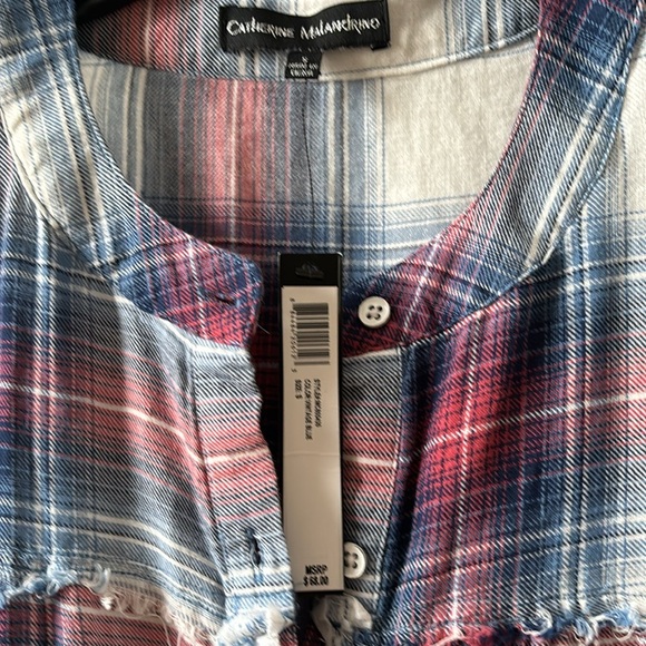 NWT Catherine Malandrino Plaid Blouse - Picture 3 of 4